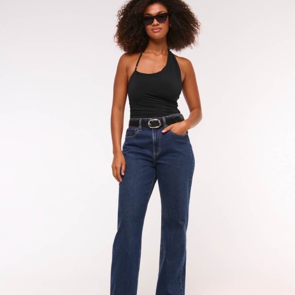 Abercrombie & Fitch Dark Blue High-Rise Wide Leg Jeans